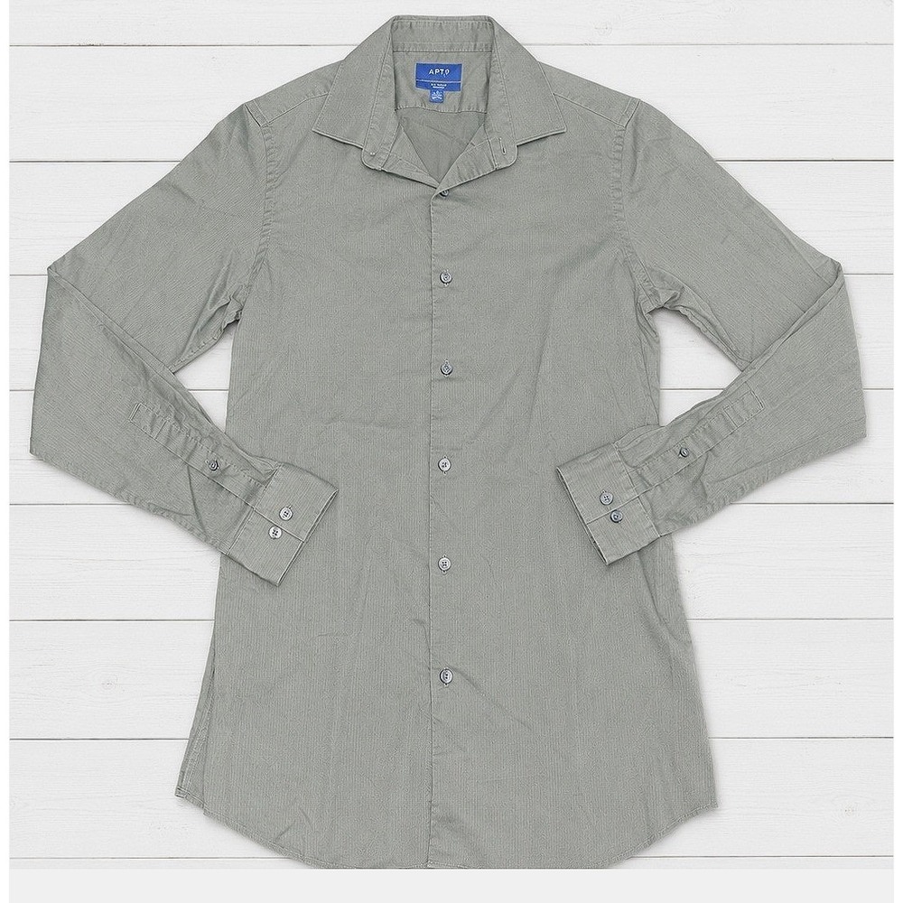 Apt.9 Button Down Shirt Slim Fit Easy Care Green Textured Medium 15-15.5 34/35